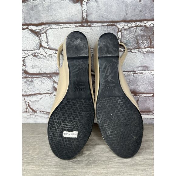 STUART WEITZMAN Black Patent Cap Blush Pink Leather Ankle Strap Wedges Women 7M - Picture 9 of 16